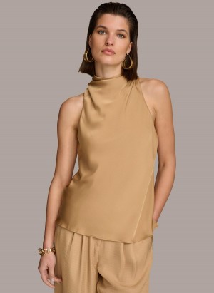 Sweaters and Tops Donna Karan High Drape Neck Doradas | Ecuador_DK54861