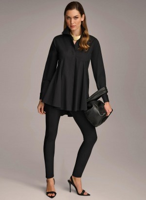 Sweaters and Tops Donna Karan Long Sleeve A-line Tunic Negras | Ecuador_DK94942