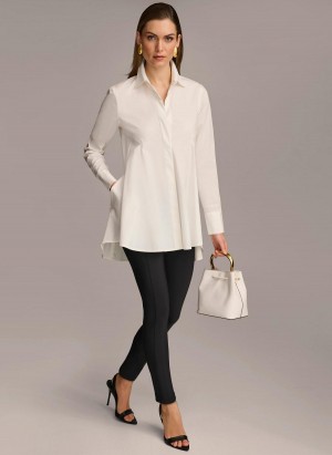 Sweaters and Tops Donna Karan Long Sleeve A-line Tunic Creme | Ecuador_DK10567