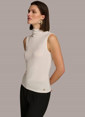 Sweaters and Tops Donna Karan Mockneck Creme | Ecuador_DK49808