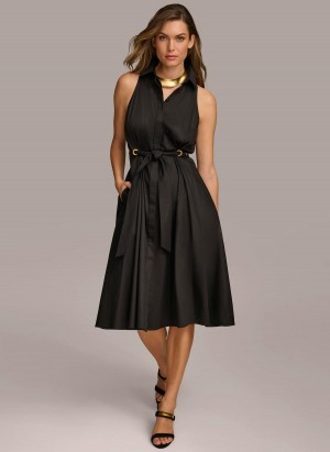 Vestido Donna Karan Cotton Shirt Negras | Ecuador_DK49833