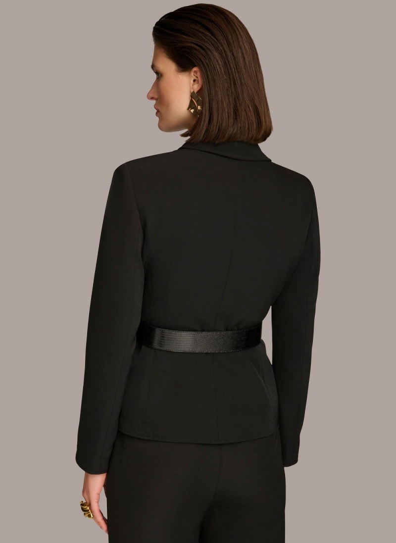 Chompa Donna Karan Belted Blazer Negras | Ecuador_DK13524