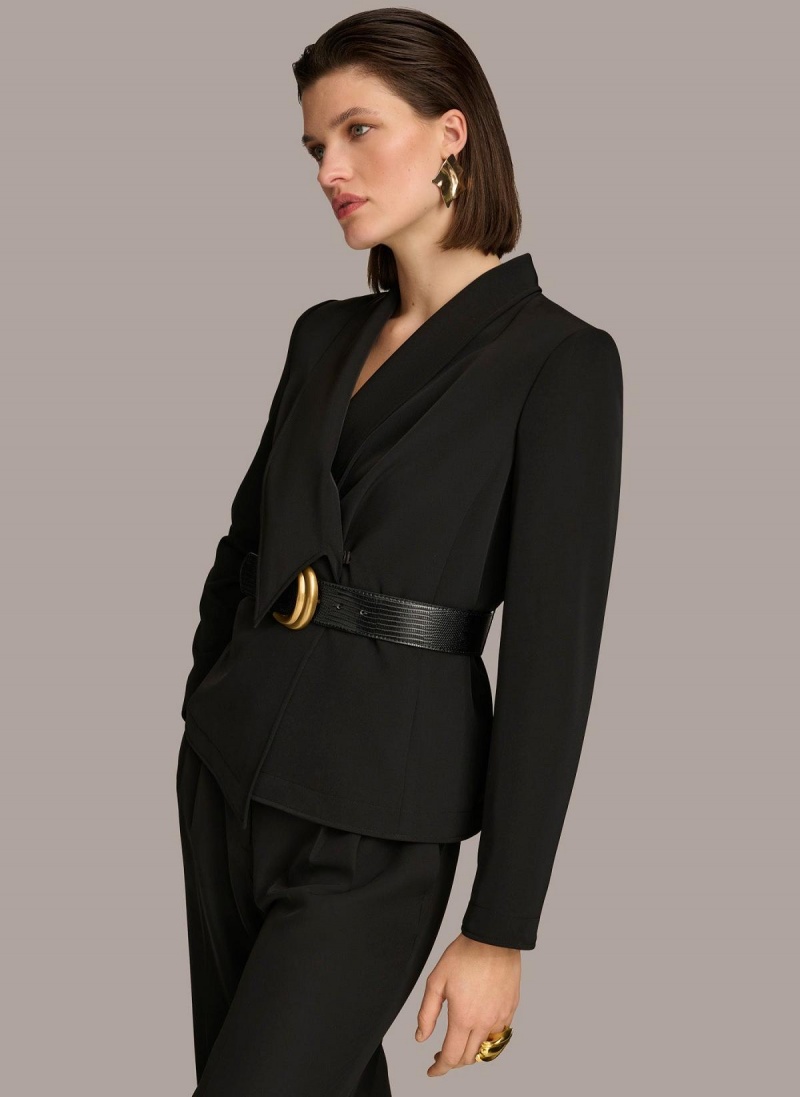 Chompa Donna Karan Belted Blazer Negras | Ecuador_DK13524