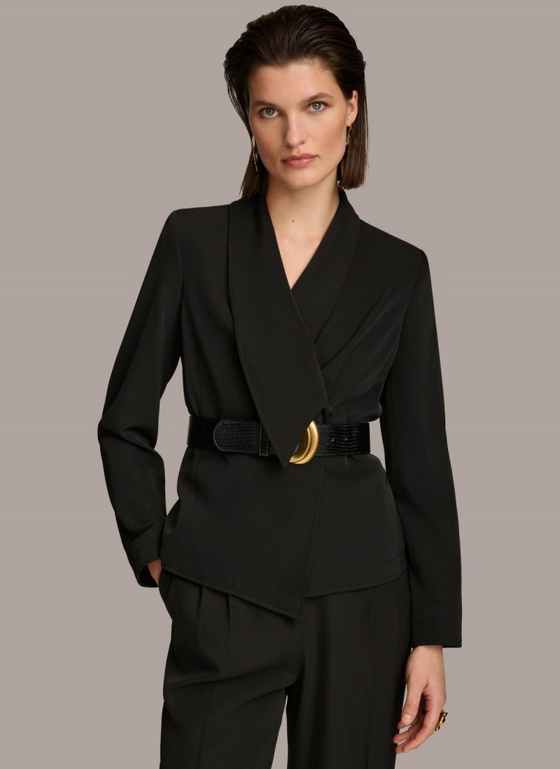 Chompa Donna Karan Belted Blazer Negras | Ecuador_DK13524