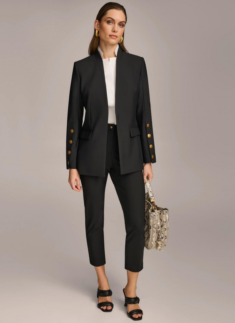 Chompa Donna Karan With Button Details On Sleeve Negras | Ecuador_DK12056