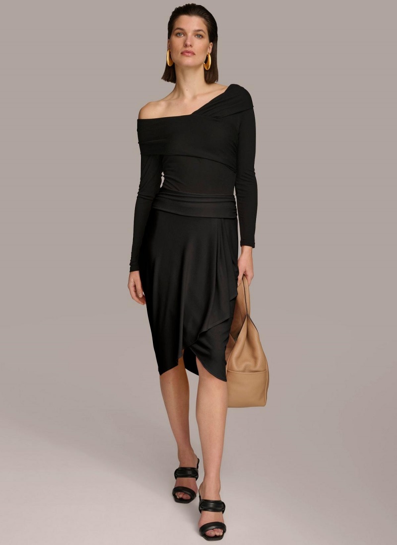 Falda Donna Karan Ruched Negras | Ecuador_DK82593