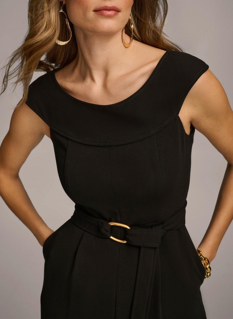 Mono Donna Karan Jumpsuit With Hardware Belt Negras | Ecuador_DK18175