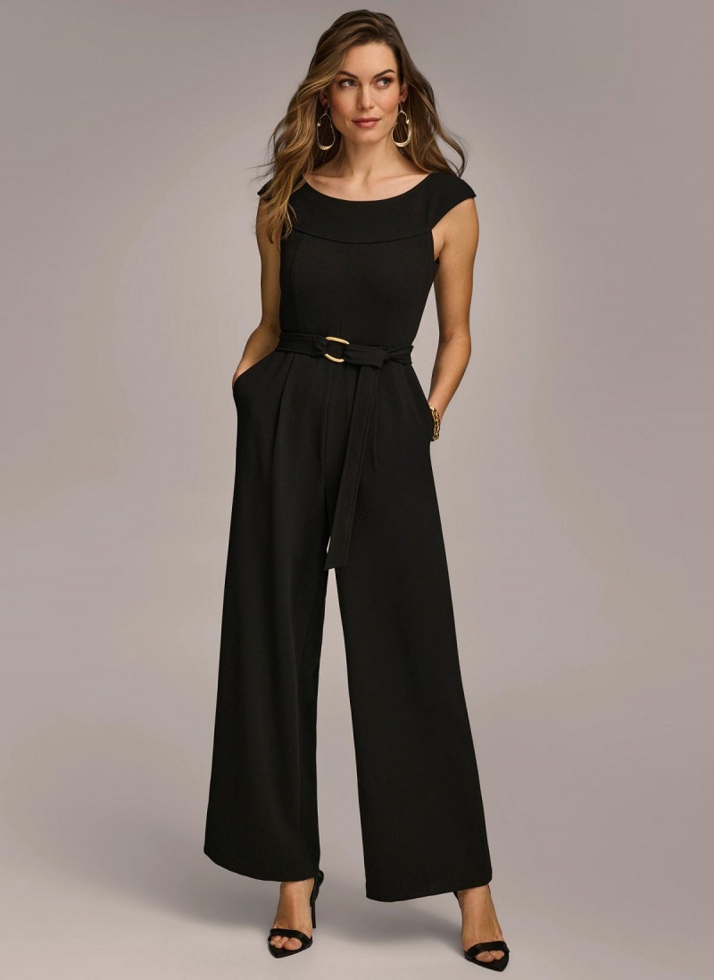 Mono Donna Karan Jumpsuit With Hardware Belt Negras | Ecuador_DK18175