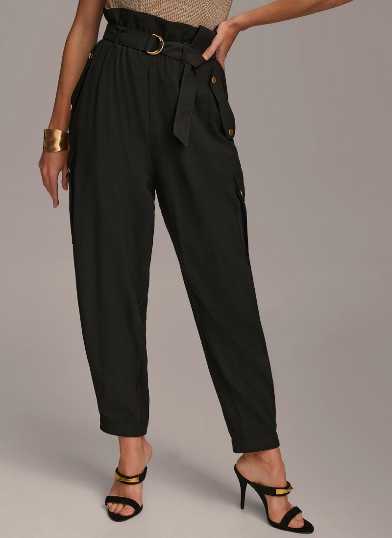 Pantalon Donna Karan Belted Cargo Negras | Ecuador_DK25365