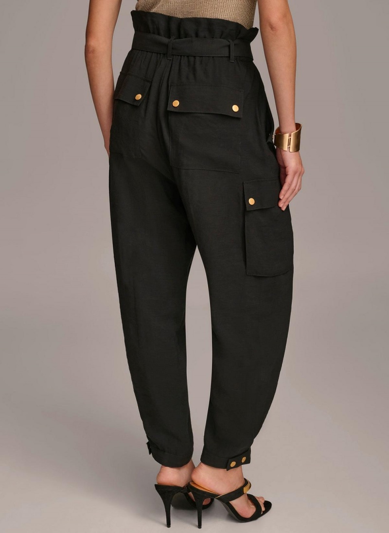 Pantalon Donna Karan Belted Cargo Negras | Ecuador_DK25365