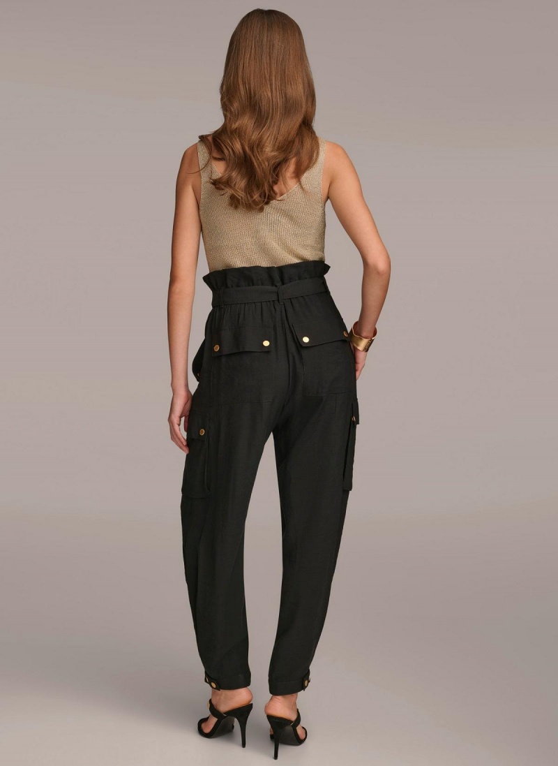 Pantalon Donna Karan Belted Cargo Negras | Ecuador_DK25365