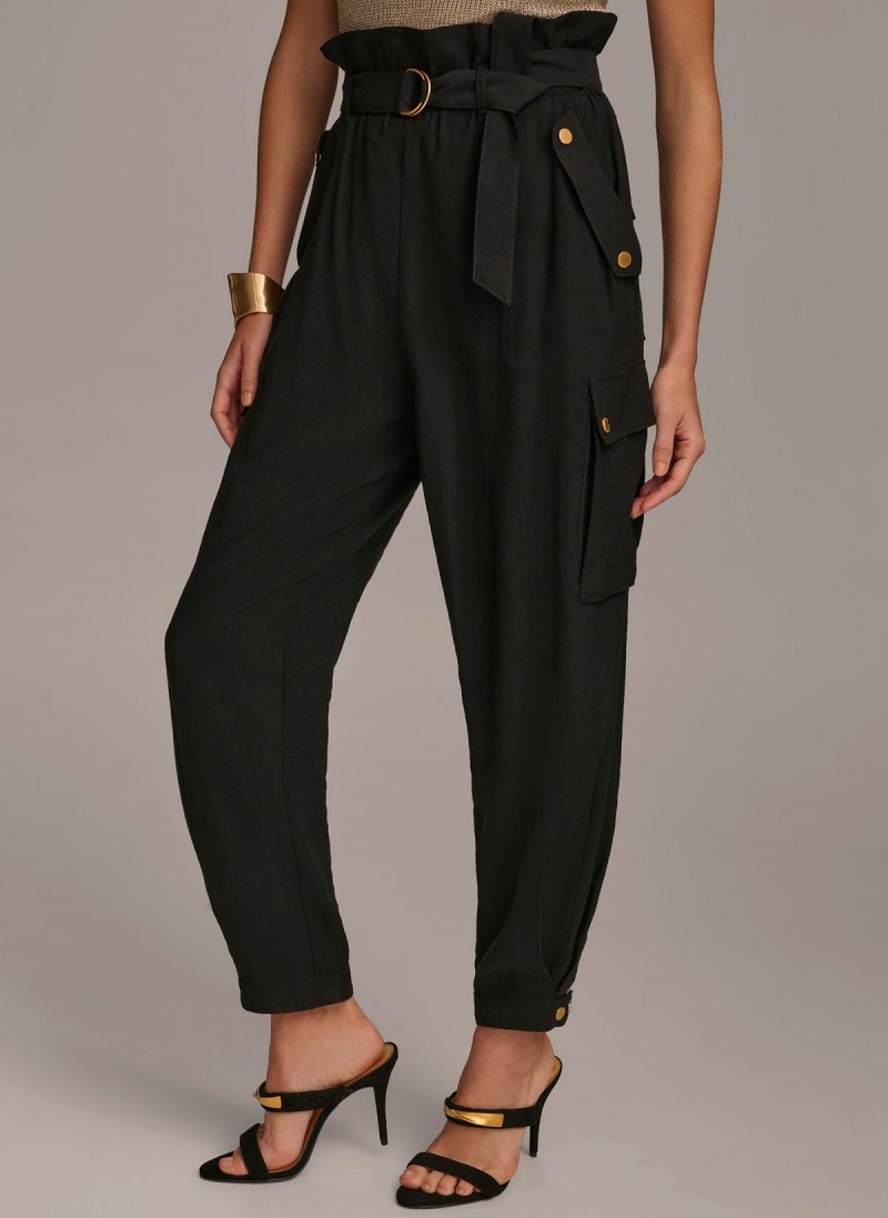 Pantalon Donna Karan Belted Cargo Negras | Ecuador_DK25365