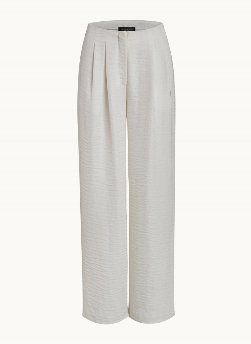 Pantalon Donna Karan Plisado Wide Leg Creme | Ecuador_DK36963