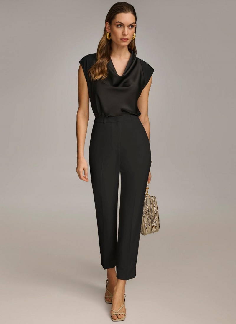 Pantalon Donna Karan Slim Leg Negras | Ecuador_DK46069