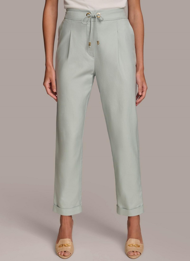 Pantalon Donna Karan Slim Tie Waist Cuff Azules | Ecuador_DK13149