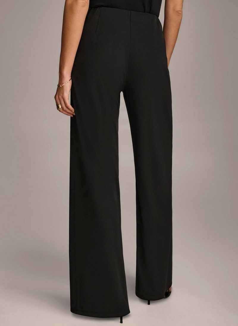 Pantalon Donna Karan Wide Leg Flat Front Negras | Ecuador_DK26277