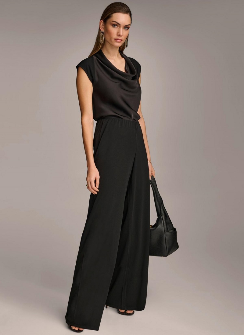 Pantalon Donna Karan Wide Leg Flat Front Negras | Ecuador_DK26277