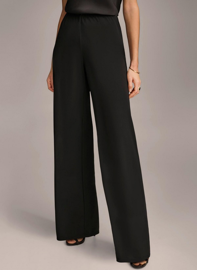 Pantalon Donna Karan Wide Leg Flat Front Negras | Ecuador_DK26277