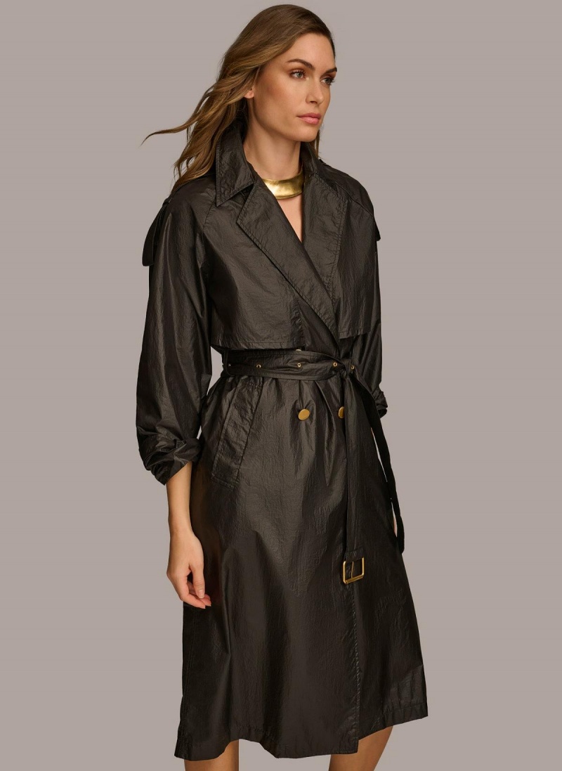 Ropa De Abrigo Donna Karan Belted Light Weight Trench Negras | Ecuador_DK39575