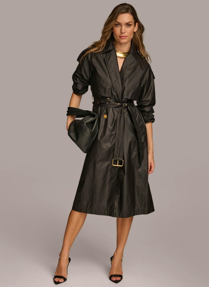 Ropa De Abrigo Donna Karan Belted Light Weight Trench Negras | Ecuador_DK39575