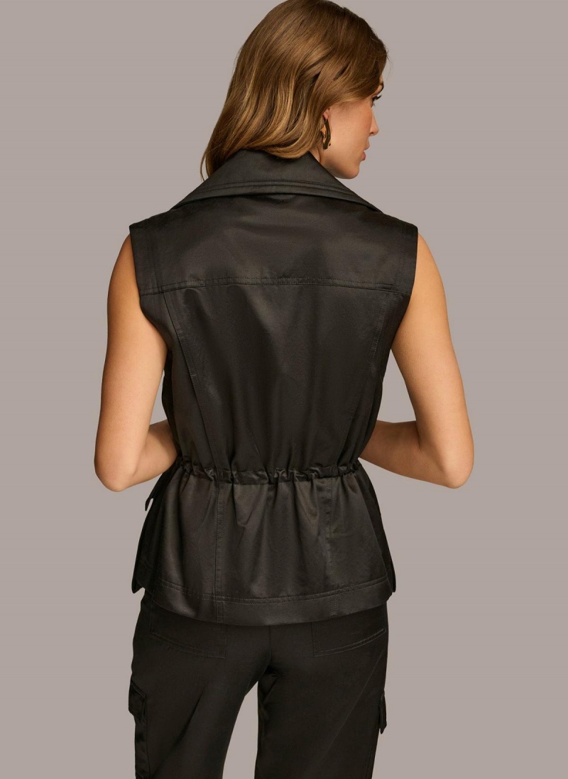 Ropa De Abrigo Donna Karan Belted Vest Negras | Ecuador_DK49451