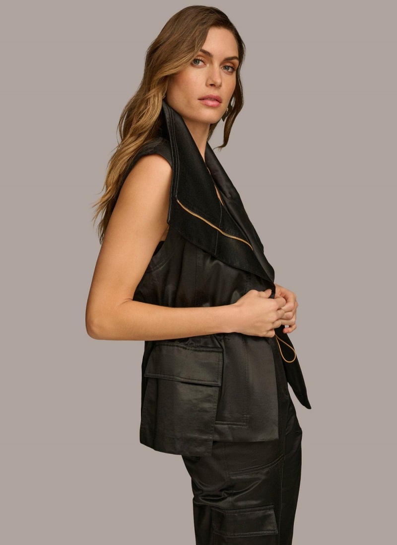 Ropa De Abrigo Donna Karan Belted Vest Negras | Ecuador_DK49451