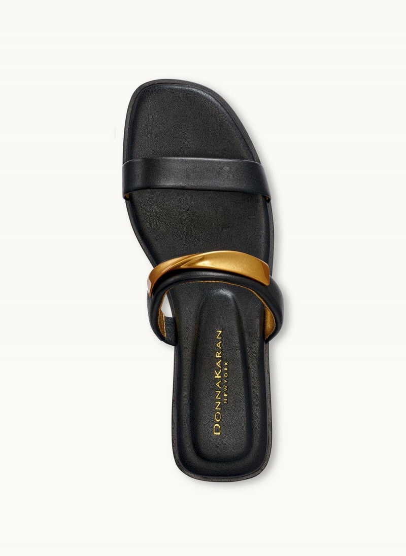 Sandalias Donna Karan Harmoni Flat Negras | Ecuador_DK88173