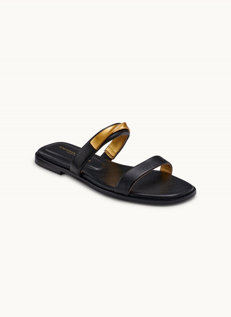 Sandalias Donna Karan Harmoni Flat Negras | Ecuador_DK88173