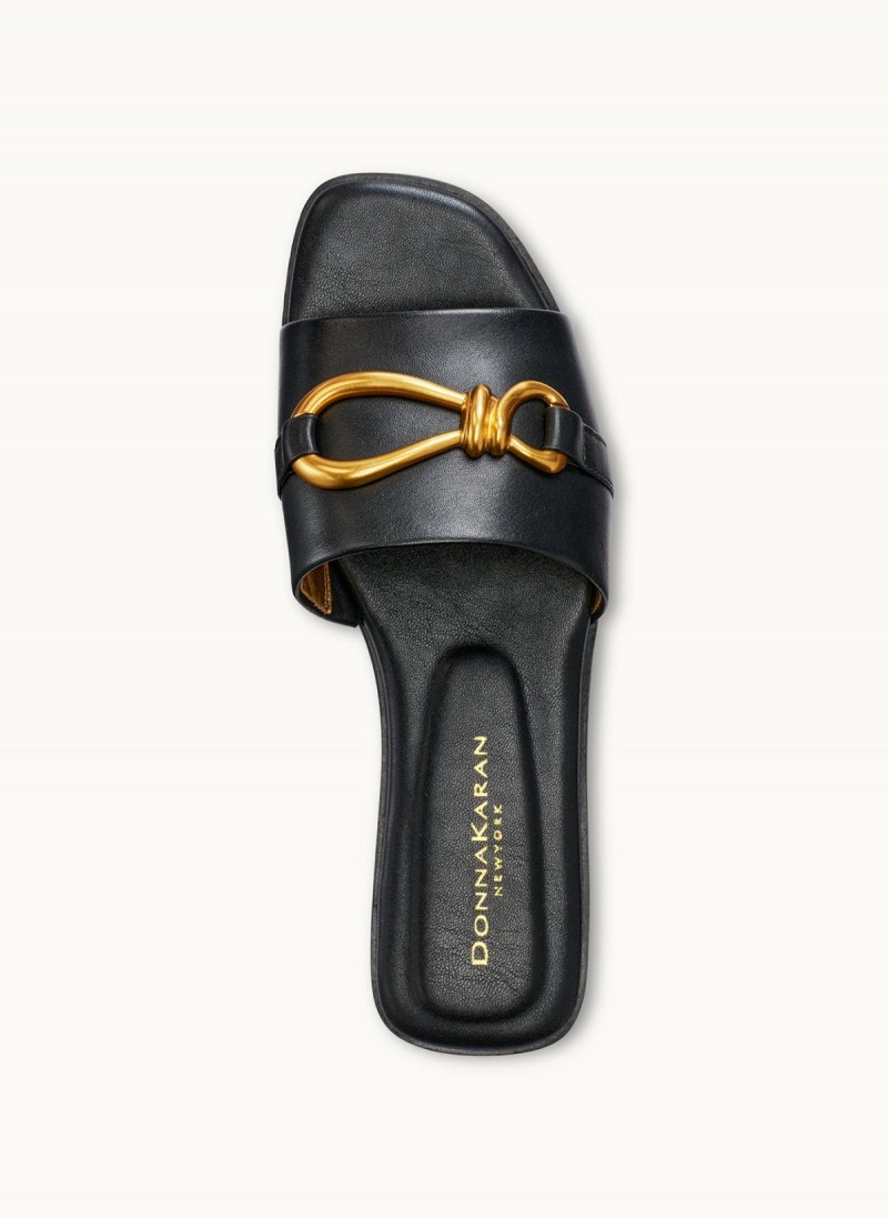 Sandalias Donna Karan Haylen Flat Negras | Ecuador_DK70416