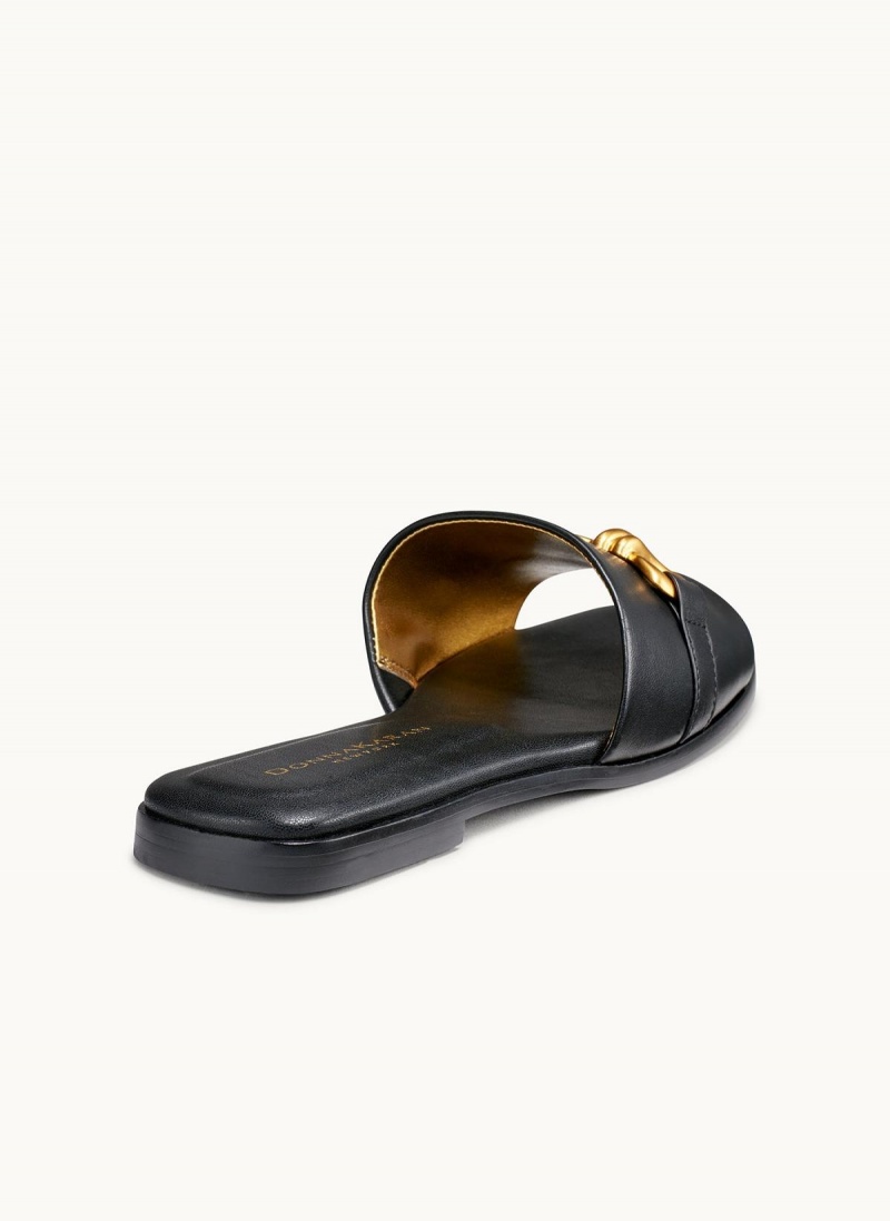 Sandalias Donna Karan Haylen Flat Negras | Ecuador_DK70416