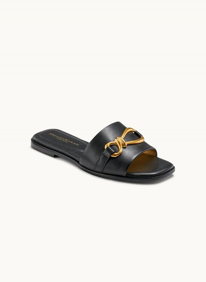 Sandalias Donna Karan Haylen Flat Negras | Ecuador_DK70416