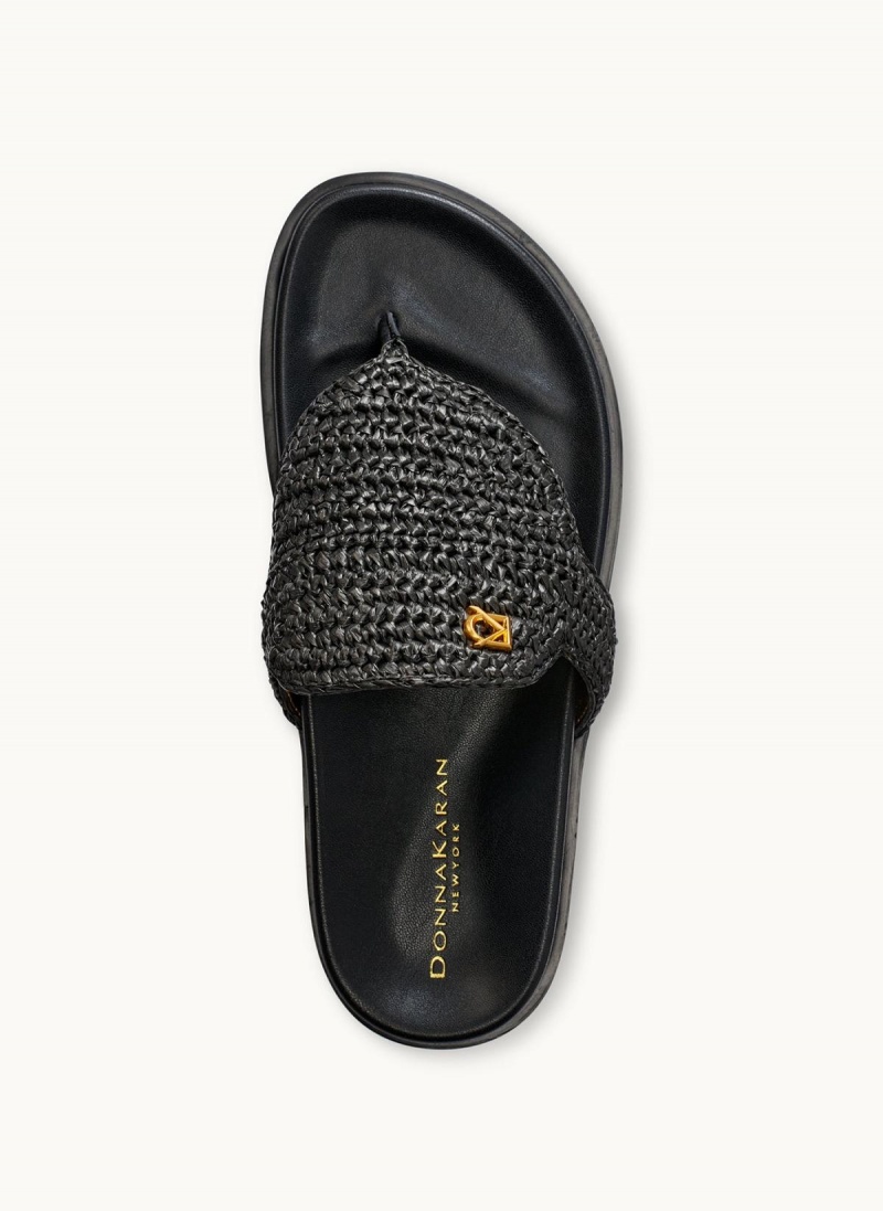 Sandalias Donna Karan Hira Flat Negras | Ecuador_DK79749