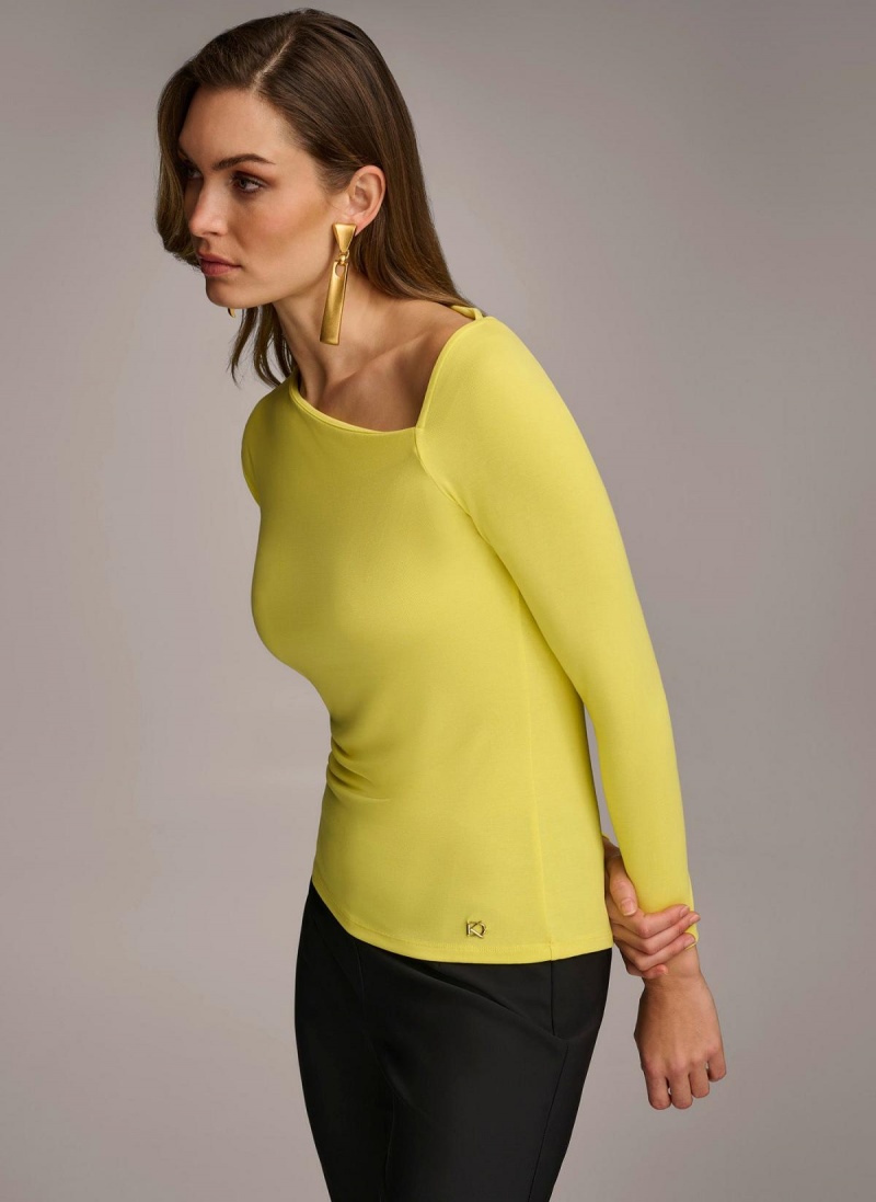 Sweaters and Tops Donna Karan Asymmetrical Neckline Fitted Amarillo | Ecuador_DK72085