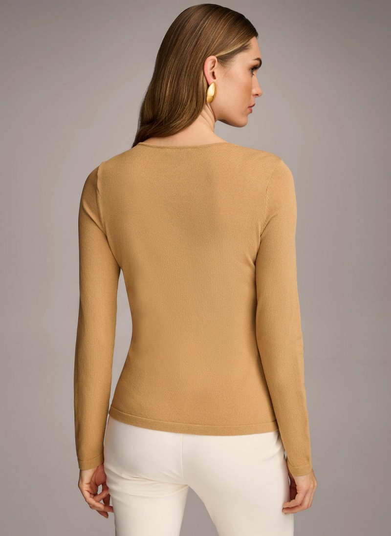 Sweaters and Tops Donna Karan Buckle Hardware Marrones | Ecuador_DK30246