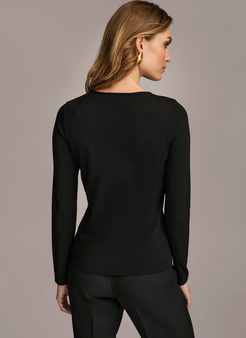 Sweaters and Tops Donna Karan Buckle Hardware Negras | Ecuador_DK49243