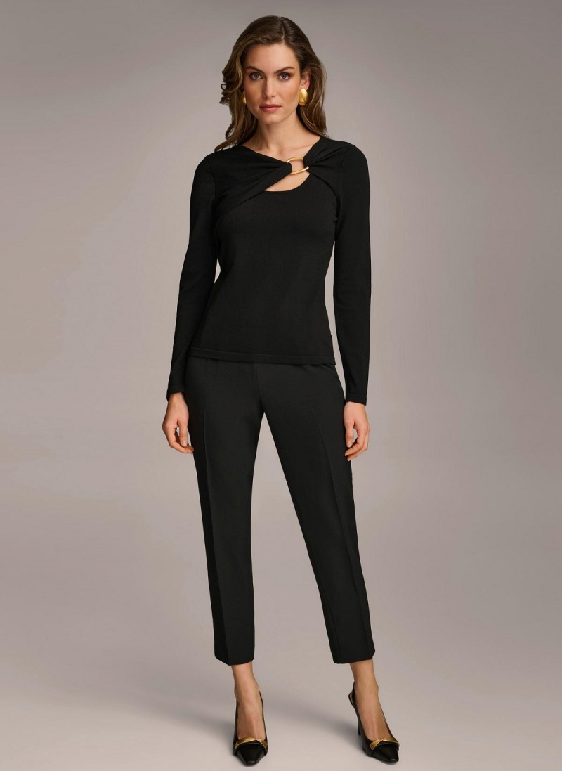 Sweaters and Tops Donna Karan Buckle Hardware Negras | Ecuador_DK49243