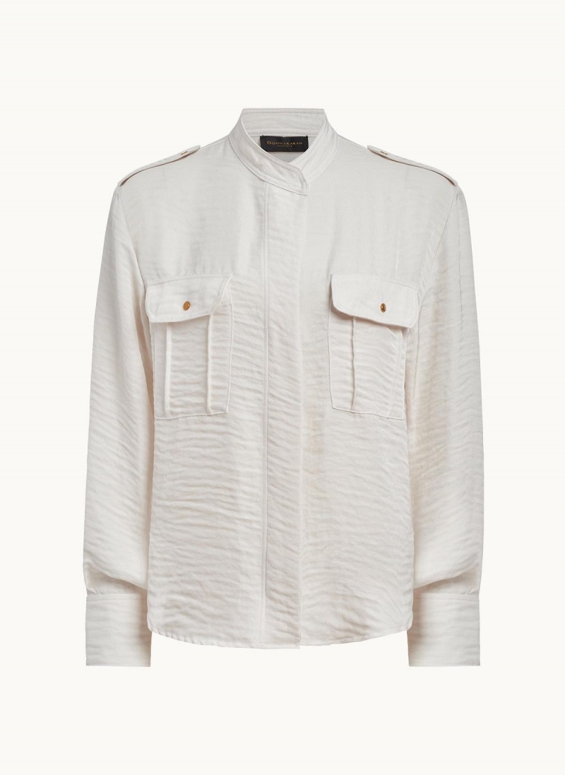 Sweaters and Tops Donna Karan Button Up With Pockets Creme | Ecuador_DK91537