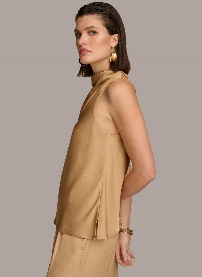 Sweaters and Tops Donna Karan High Drape Neck Doradas | Ecuador_DK54861