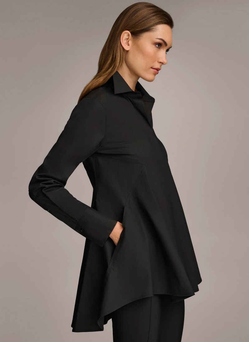 Sweaters and Tops Donna Karan Long Sleeve A-line Tunic Negras | Ecuador_DK94942