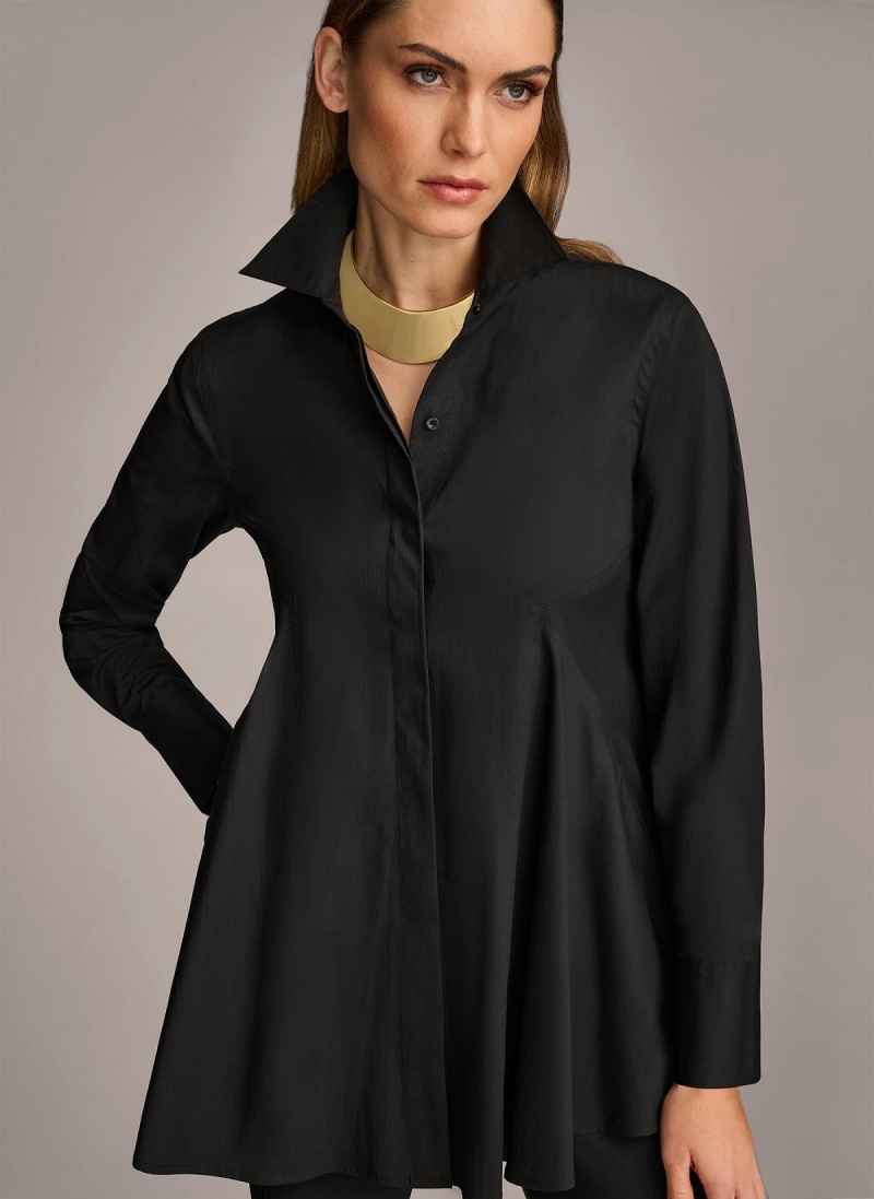 Sweaters and Tops Donna Karan Long Sleeve A-line Tunic Negras | Ecuador_DK94942