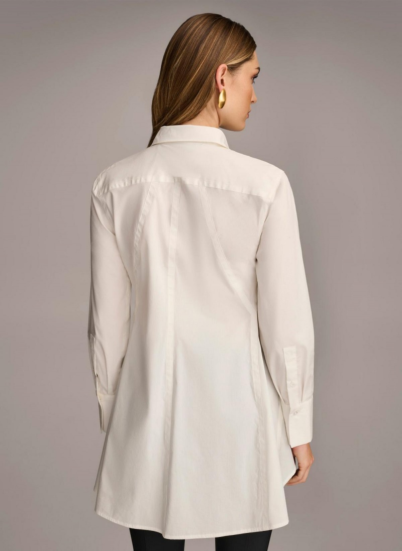 Sweaters and Tops Donna Karan Long Sleeve A-line Tunic Creme | Ecuador_DK10567