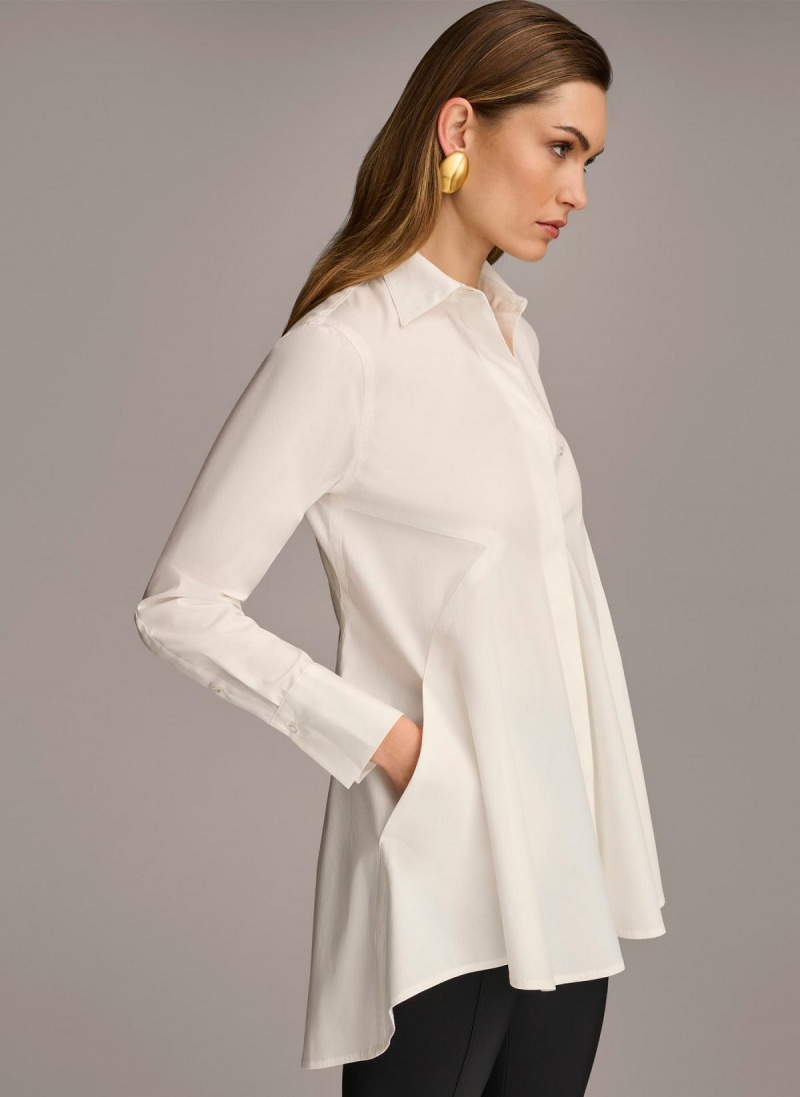 Sweaters and Tops Donna Karan Long Sleeve A-line Tunic Creme | Ecuador_DK10567