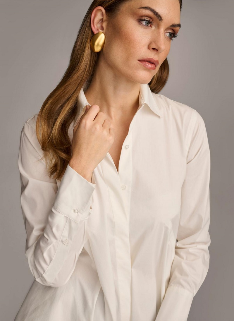 Sweaters and Tops Donna Karan Long Sleeve A-line Tunic Creme | Ecuador_DK10567