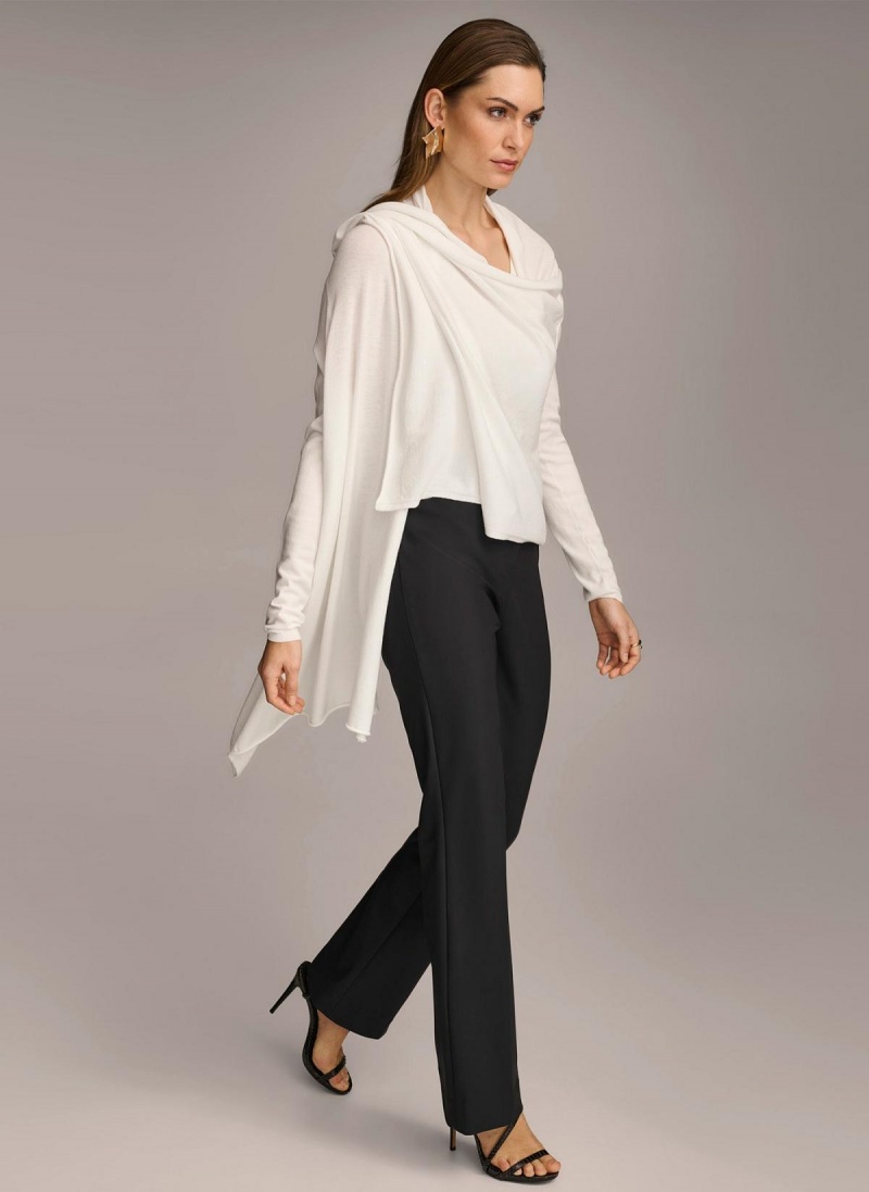 Sweaters and Tops Donna Karan Long Sleeve Drape Cardigan Creme | Ecuador_DK68271