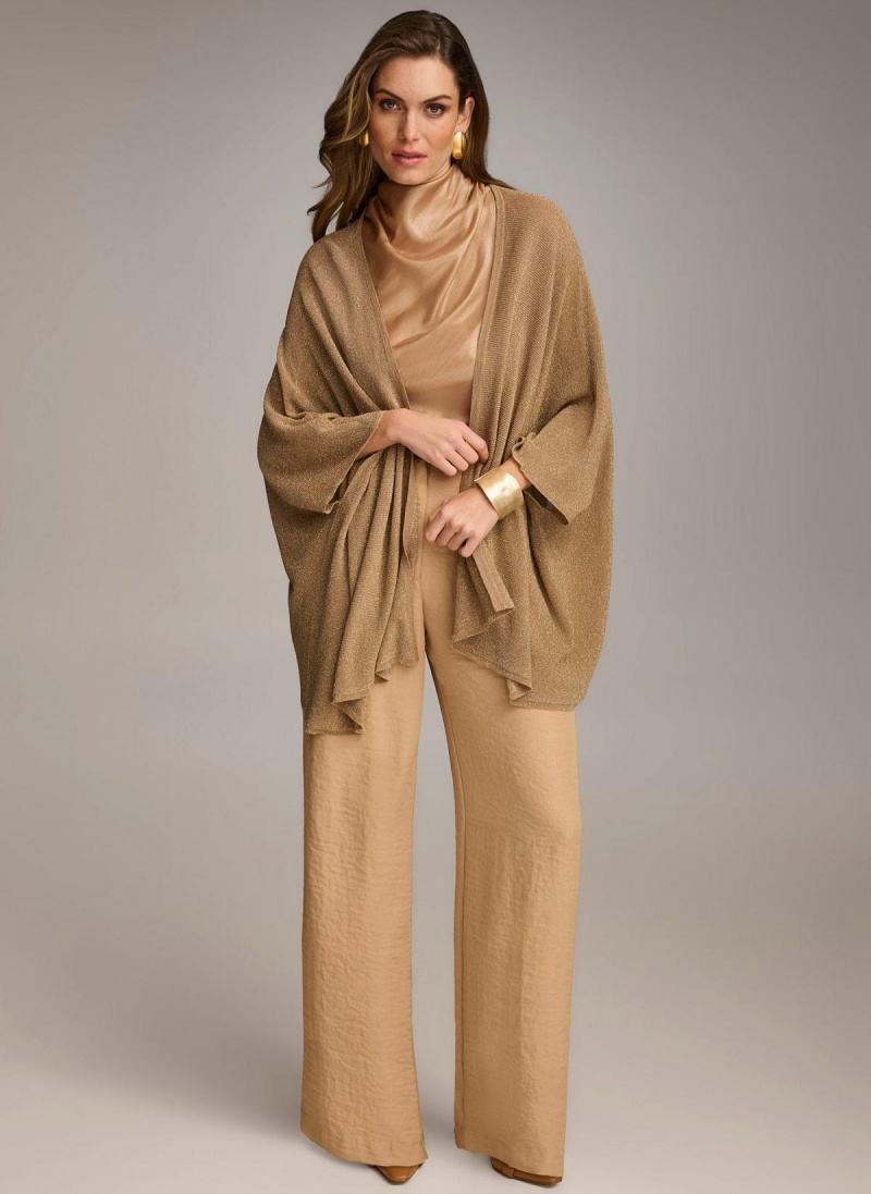 Sweaters and Tops Donna Karan Lurex Cardigan Doradas | Ecuador_DK82440