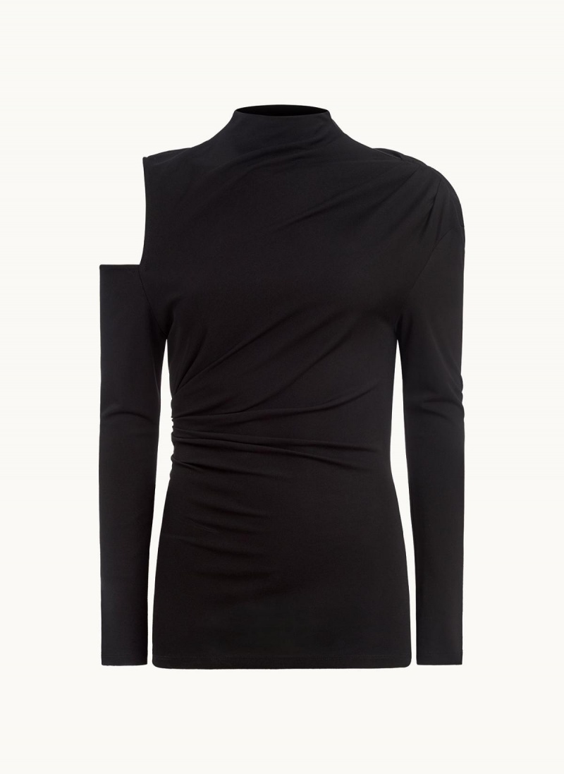 Sweaters and Tops Donna Karan Mock Neck With Cold Shoulder Negras | Ecuador_DK82304