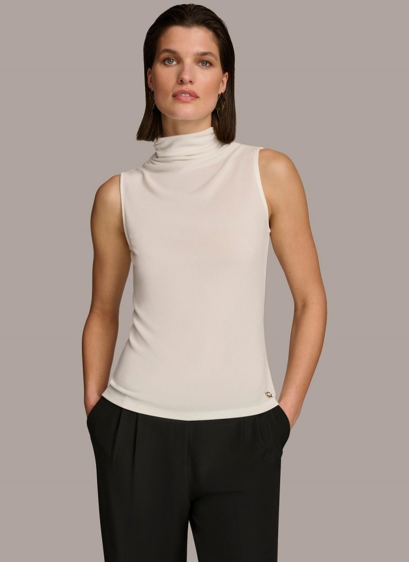 Sweaters and Tops Donna Karan Mockneck Creme | Ecuador_DK49808