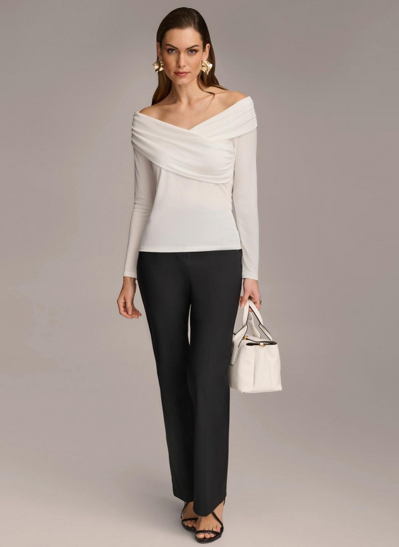 Sweaters and Tops Donna Karan Off Shoulder Wrap Creme | Ecuador_DK67001