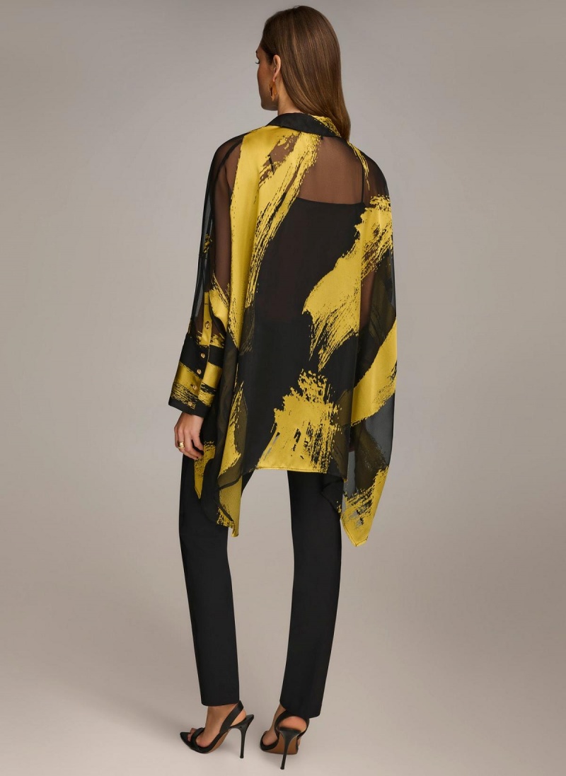 Sweaters and Tops Donna Karan Print Collared Tunic Negras | Ecuador_DK42232