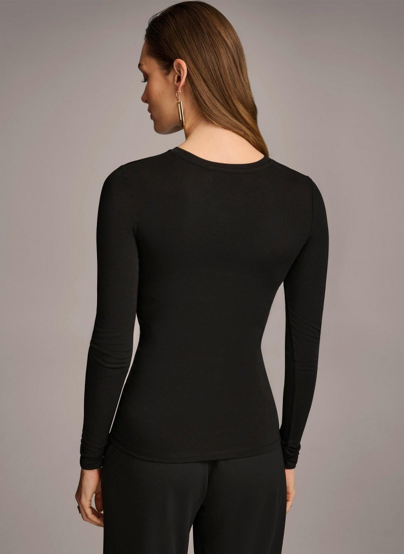 Sweaters and Tops Donna Karan Ruched Detail Negras | Ecuador_DK87847